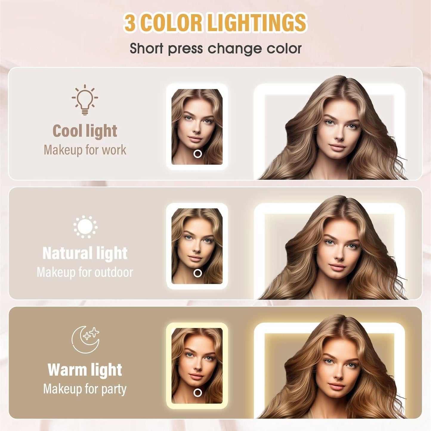 White Jewelry and Makeup Box with LED Mirror
