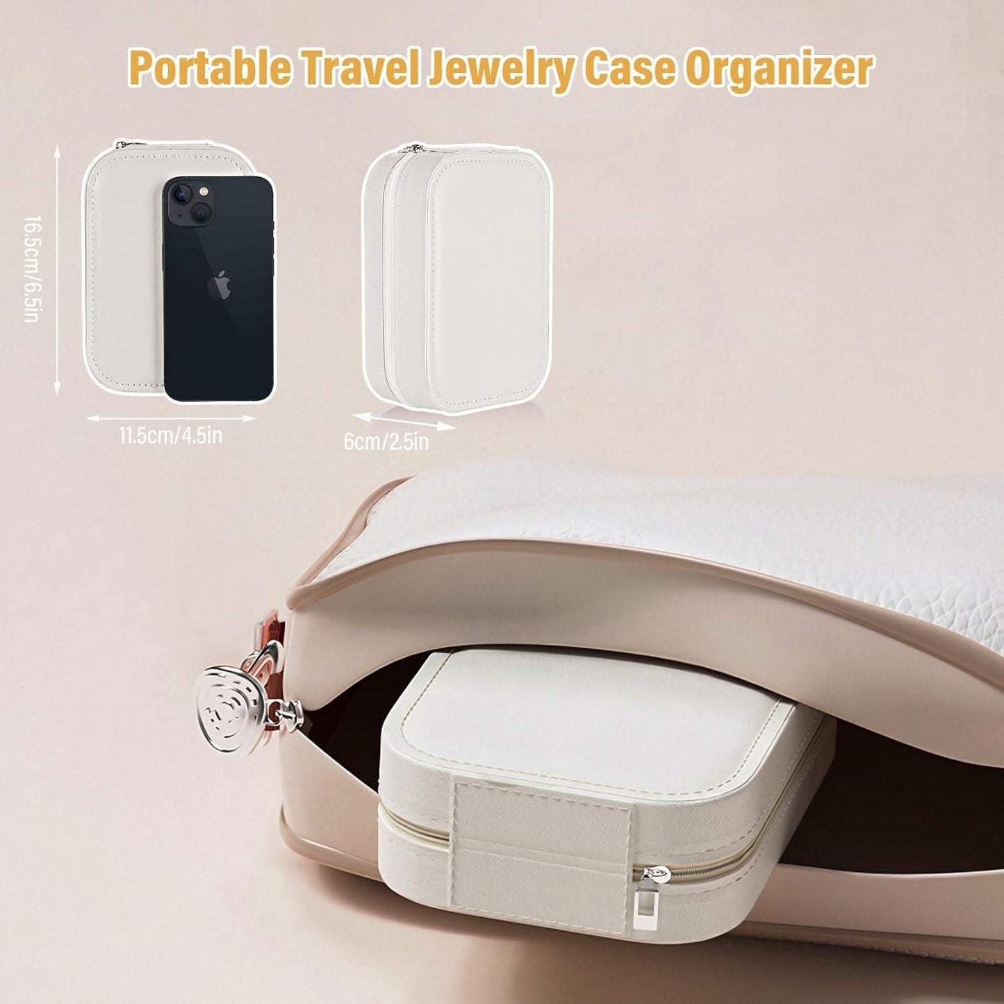 White Jewelry and Makeup Box with LED Mirror